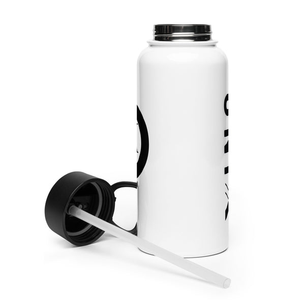 Stainless steel water bottle with a straw lid