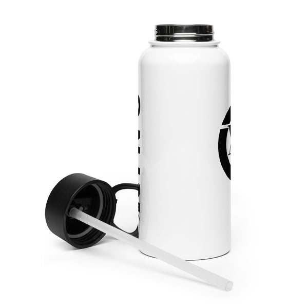 Stainless steel water bottle with a straw lid